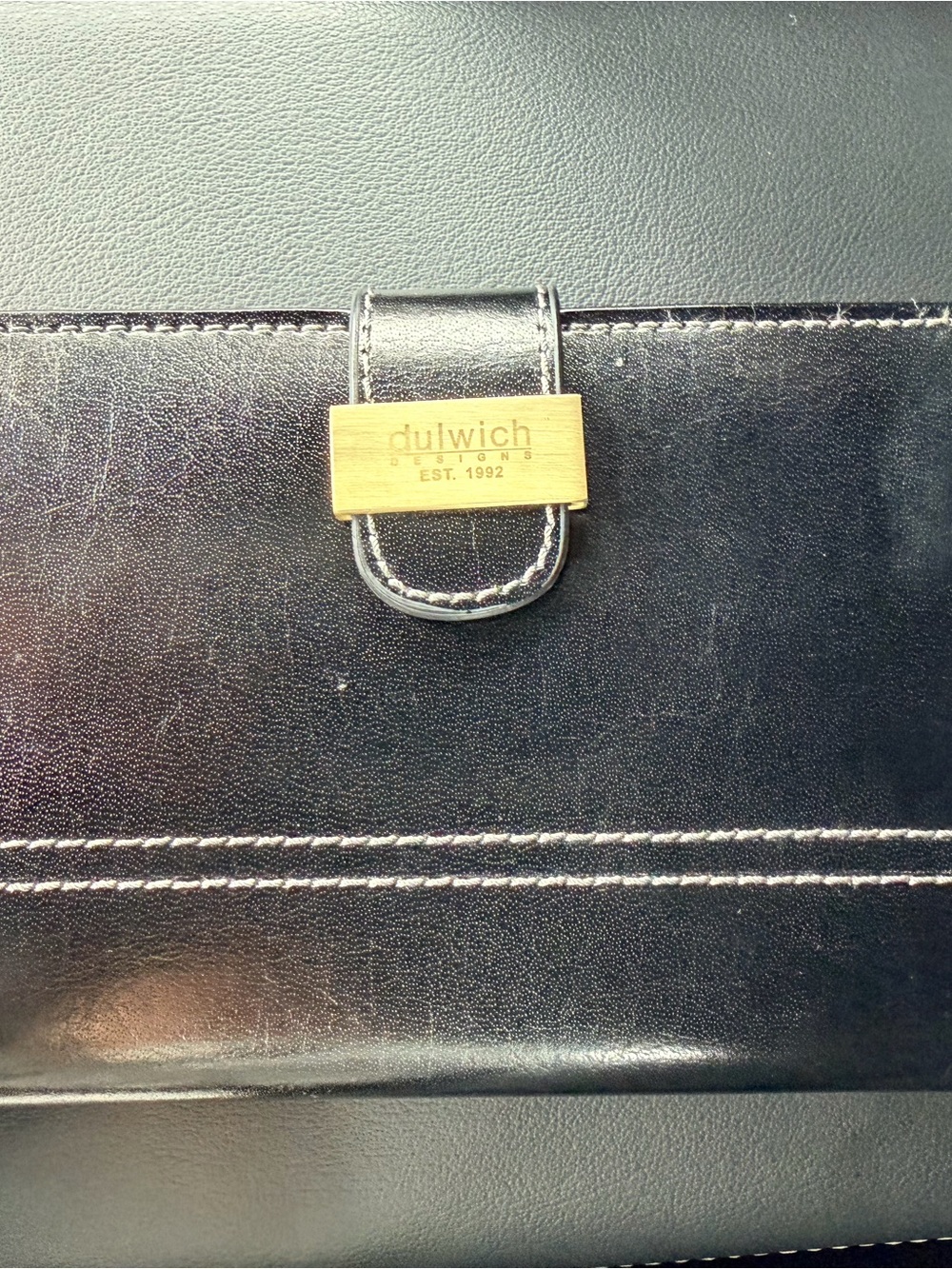Black Leather Women’s Wallet with Gold Plaque
